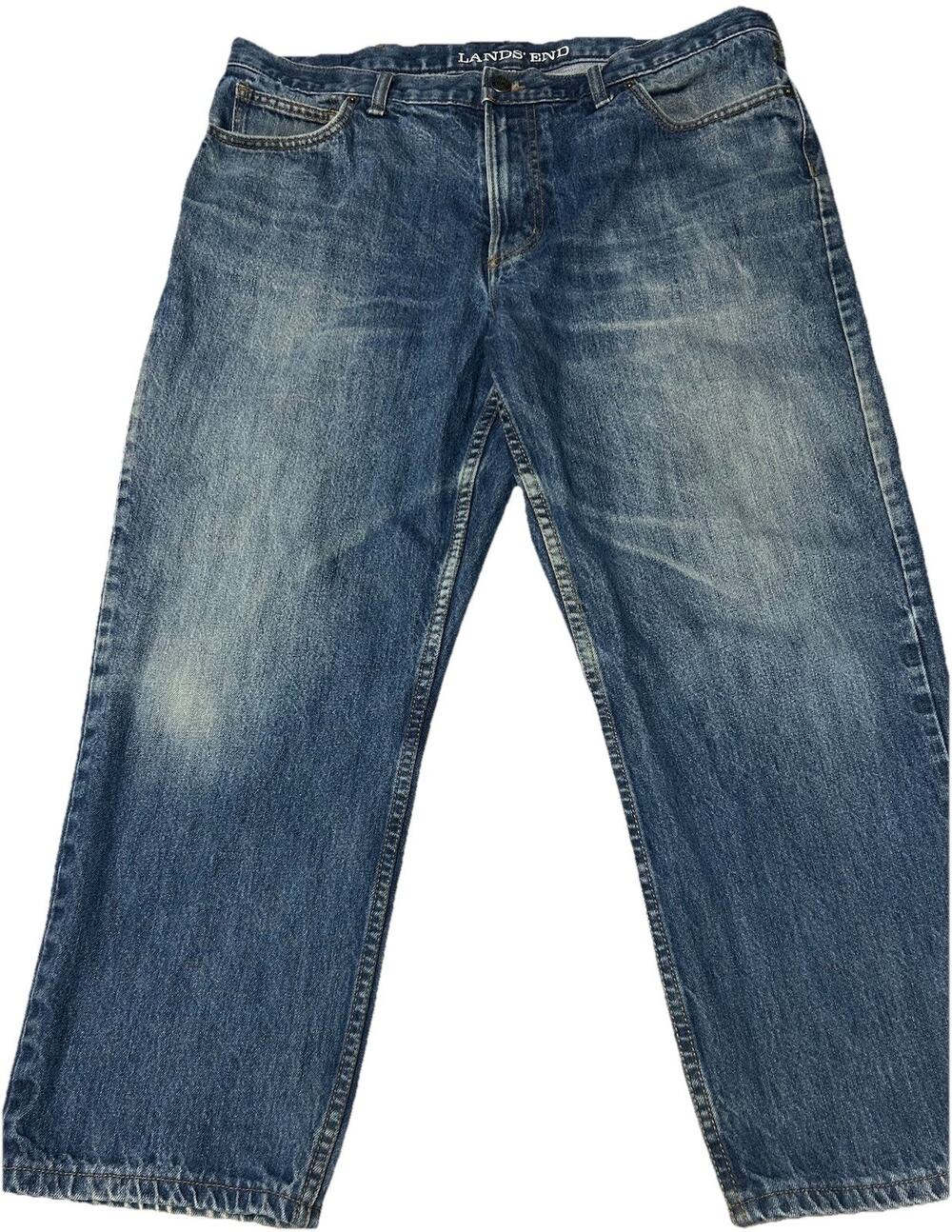 Lands End Jeans Mens 40x27 Blue Traditional Fit Medium Wash Straight Leg Denim